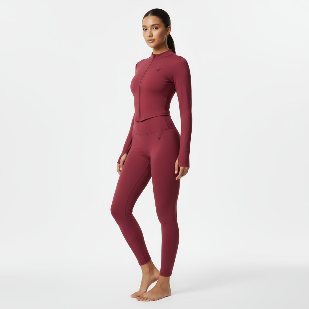ZARAÉ Burgundy Iris Zipper Co-ord Set