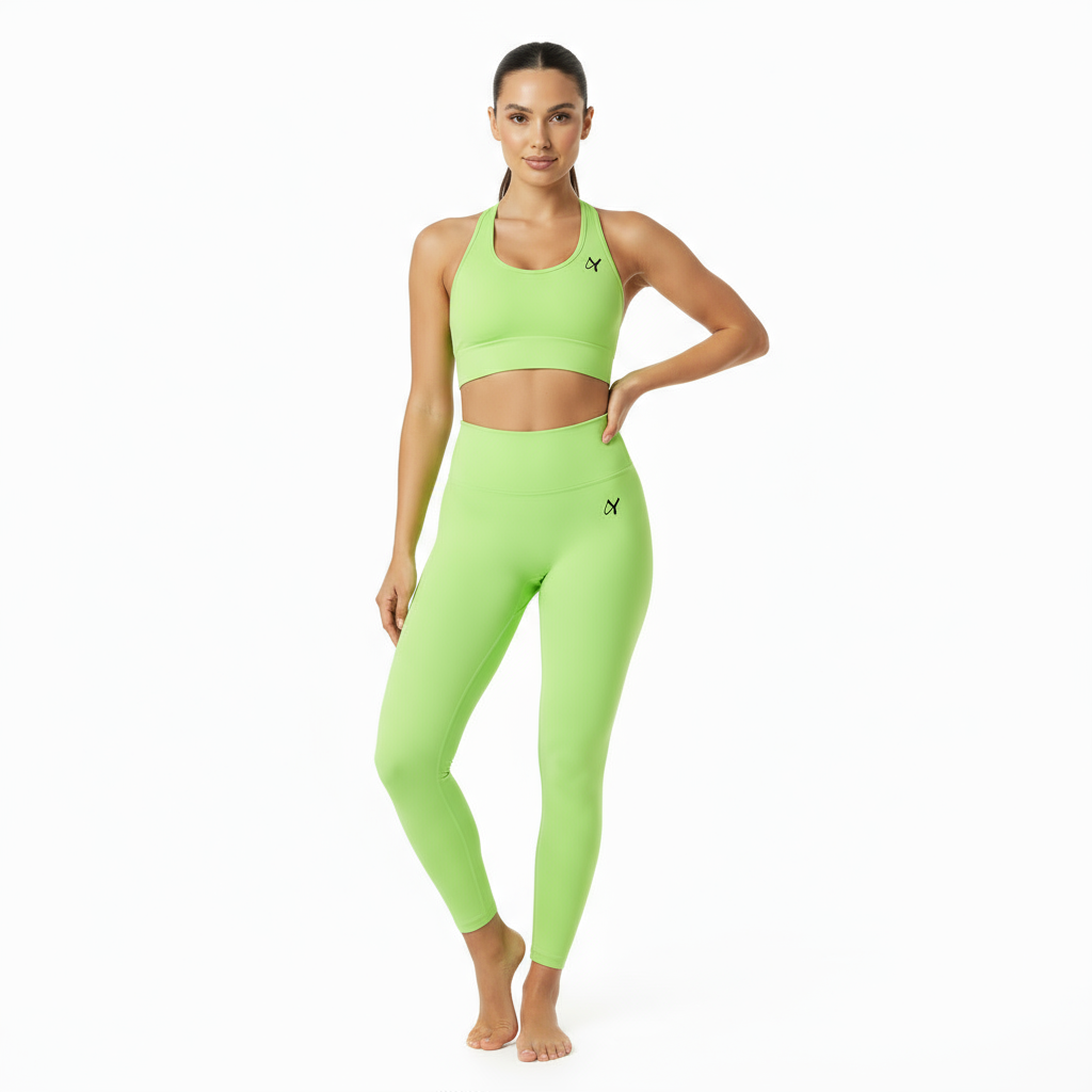 ZARAÉ Neon Green Bloom Open Back Co-ord Set