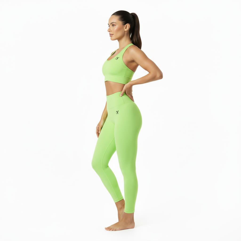 ZARAÉ Neon Green Bloom Open Back Co-ord Set