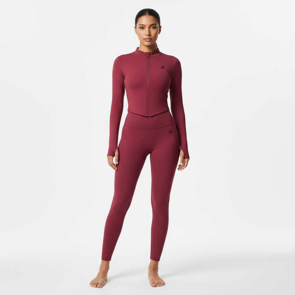 ZARAÉ Burgundy Iris Zipper Co-ord Set