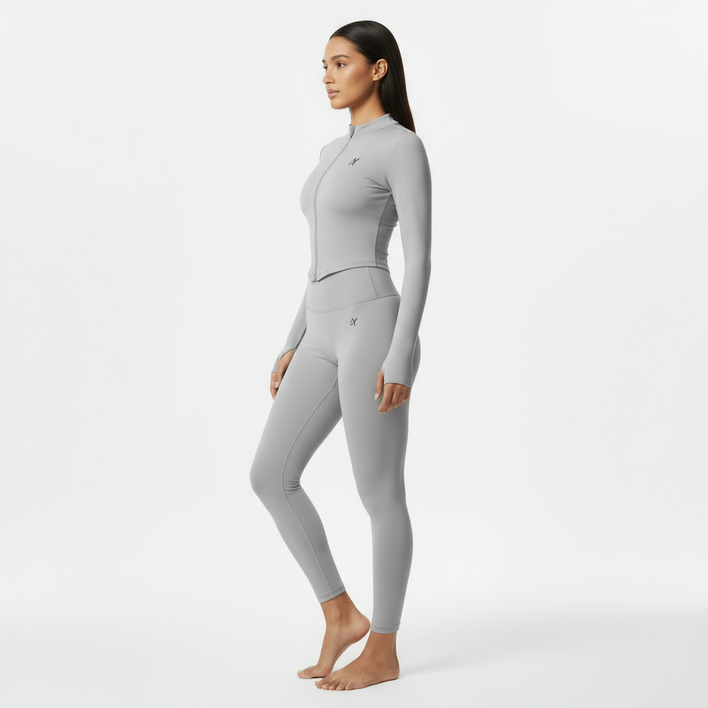 ZARAÉ Grey Iris Zipper Co-ord Set